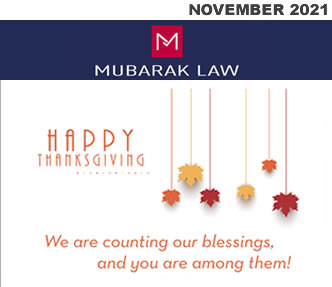 November 2021 Newsletter from Mubarak Law